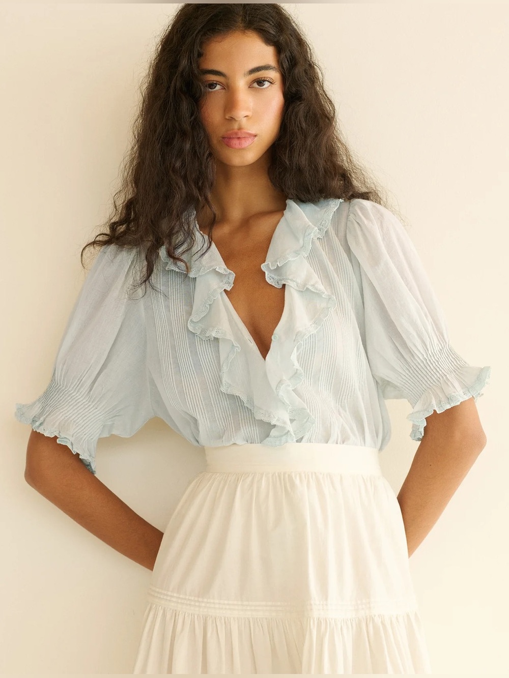 Doen Large Henri Top in Alice Blue